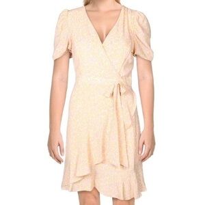 Betsey Johnson Women's Puff Sleeve Faux Wrap Mini Dress women animal print dress